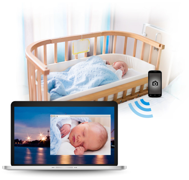 Use smartphone camera as a baby monitor to display on laptop